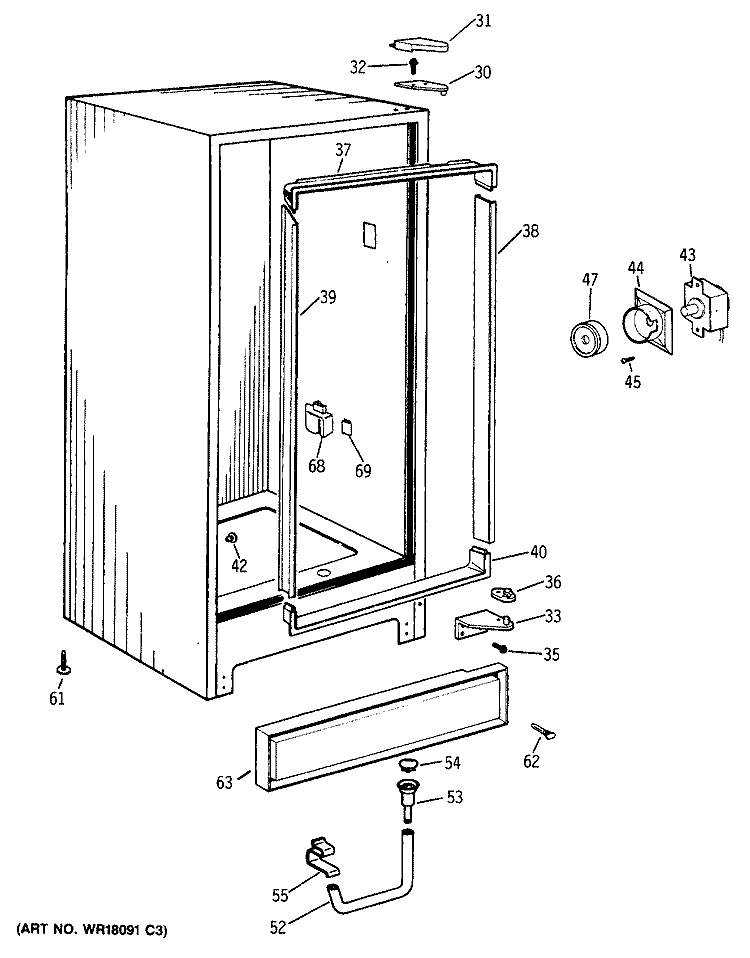 Section Diagram and Parts List for CA13SMB  General Electric Freezer