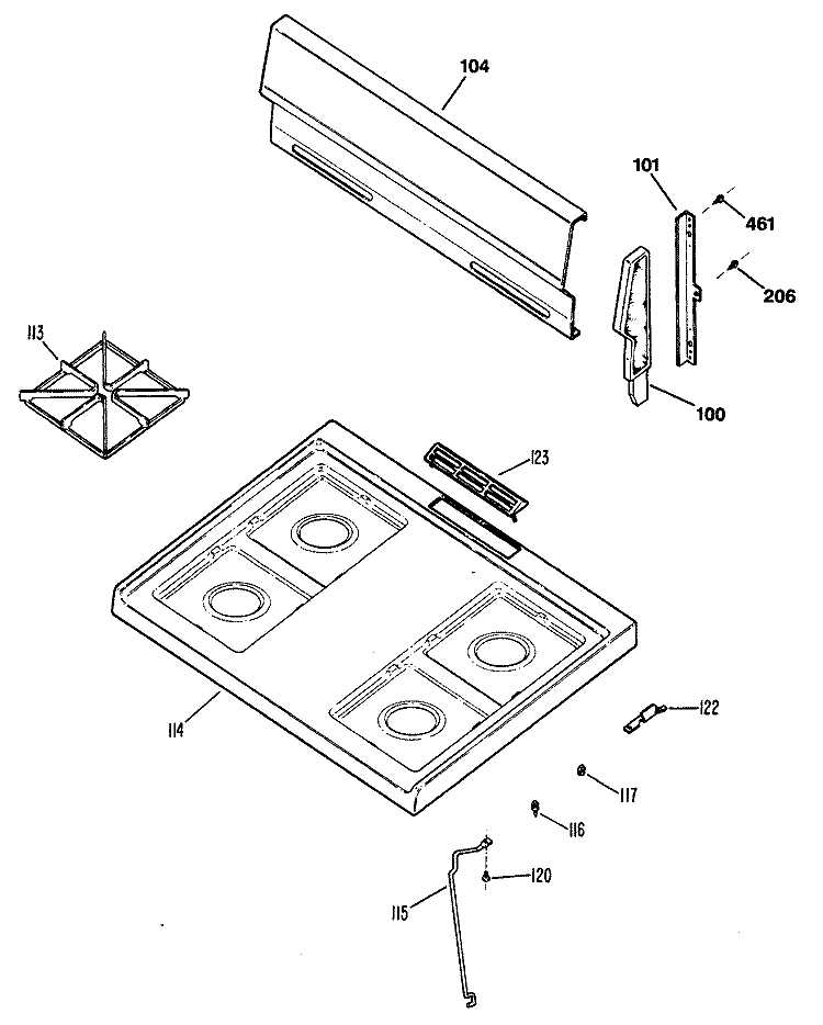 Section Diagram and Parts List for JGBS04ER1  General Electric Range