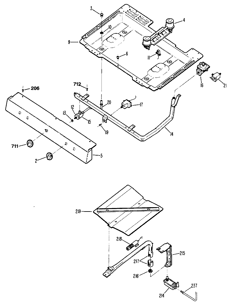 Section Diagram and Parts List for JGBS04ER1  General Electric Range