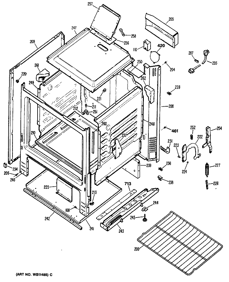 Section Diagram and Parts List for JGBS02EN2  General Electric Range