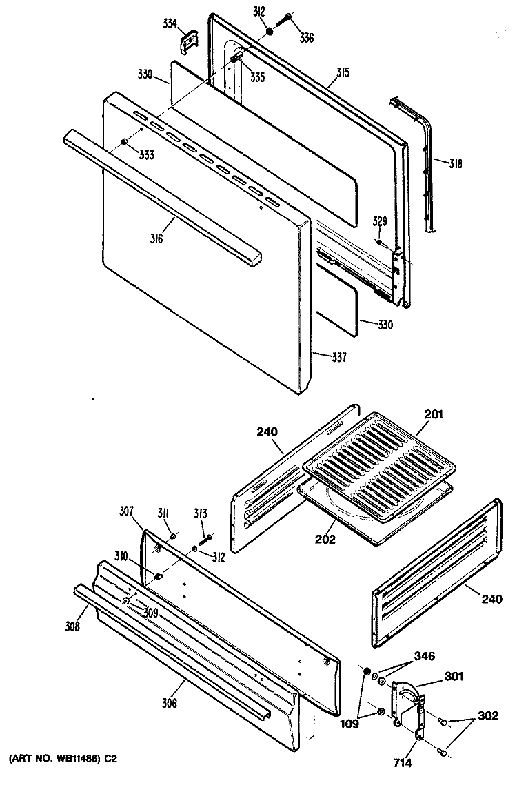 Section Diagram and Parts List for JGBS02EN2  General Electric Range