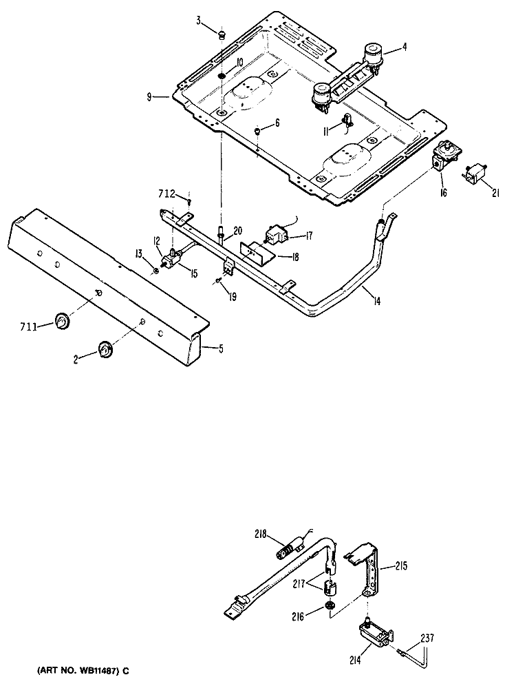 Section Diagram and Parts List for JGBS02EN2  General Electric Range
