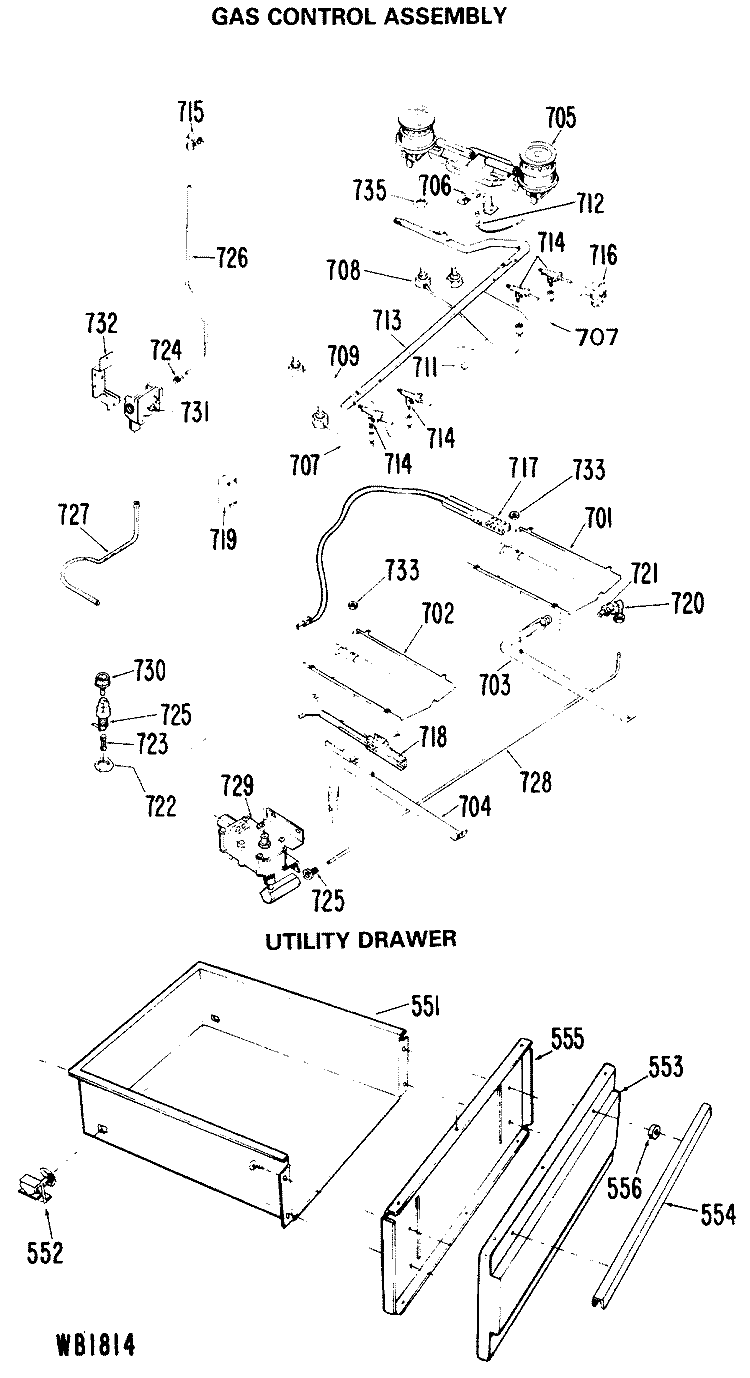 GAS CONTROL ASSEMBLY Diagram and Parts List for JGHP66GEN5  General Electric Range