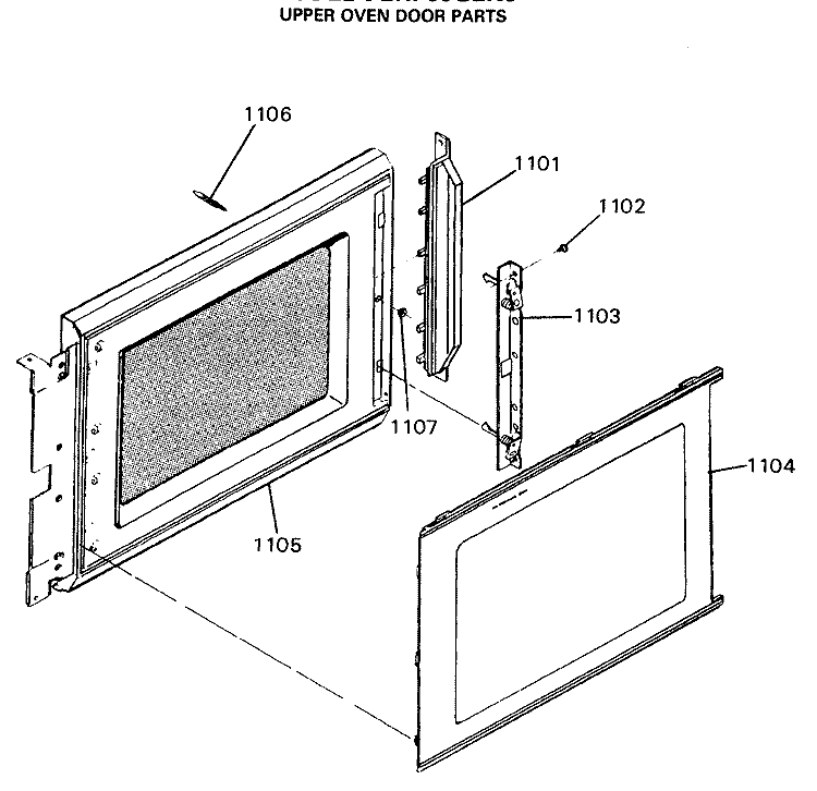 UPPER OVEN DOOR PARTS Diagram and Parts List for JGHP66GEN5  General Electric Range