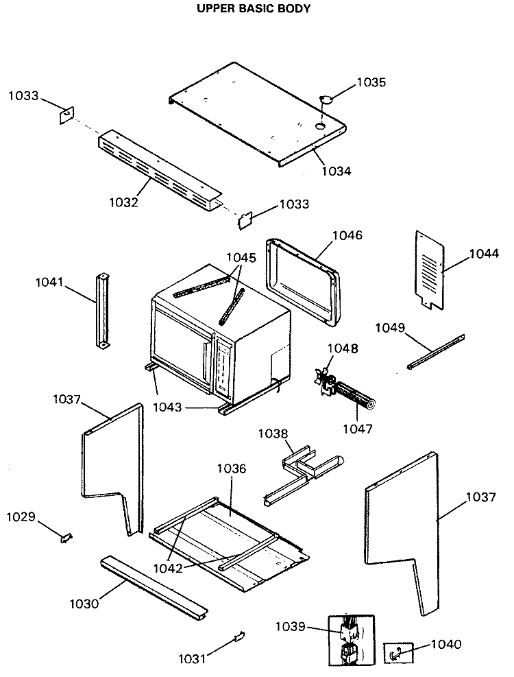 UPPER BASIC BODY Diagram and Parts List for JGHP66GEN5  General Electric Range