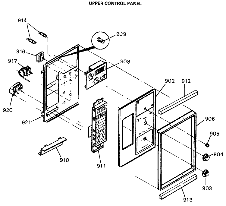 UPPER CONTROL PANEL Diagram and Parts List for JGHP66GEN5  General Electric Range