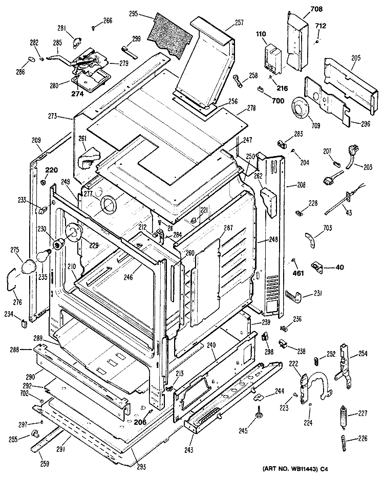 Section Diagram and Parts List for JGBP30GEP2  General Electric Range