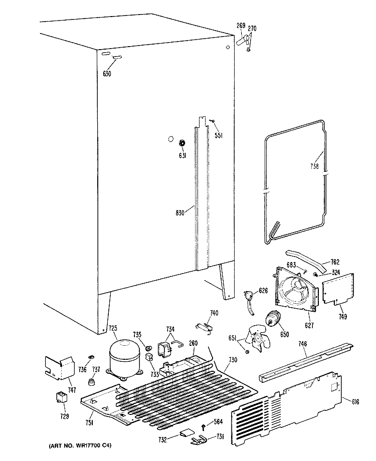 Section Diagram and Parts List for TFX20PRAAD  General Electric Refrigerator