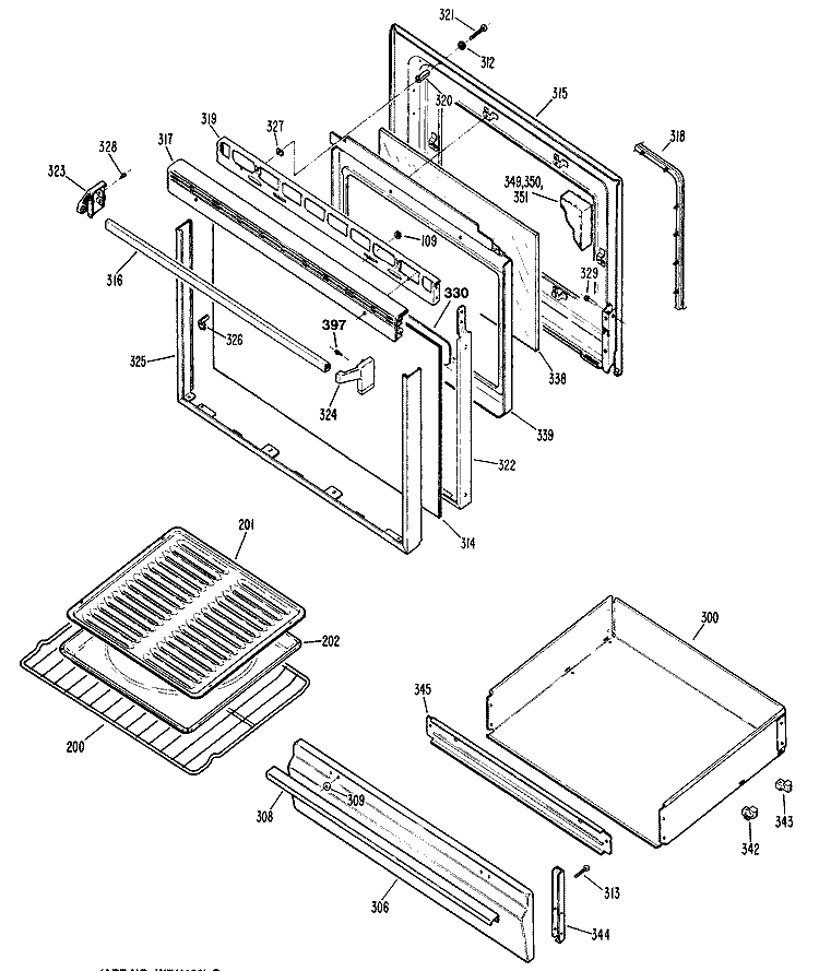 Section Diagram and Parts List for JGBS19GEP2  General Electric Range