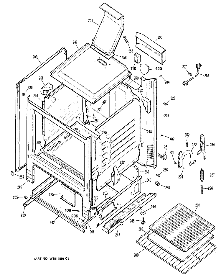 Section Diagram and Parts List for JGBS06ER1  General Electric Range