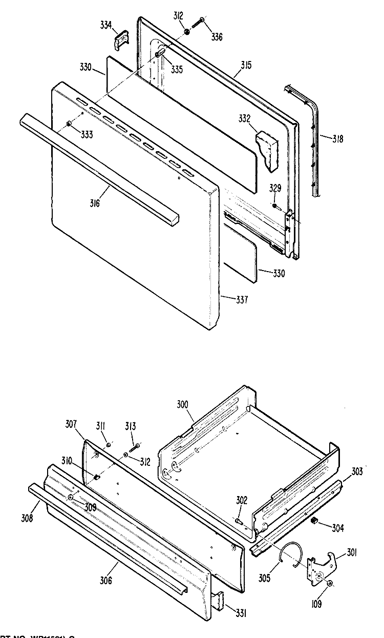 Section Diagram and Parts List for JGBS06ER1  General Electric Range