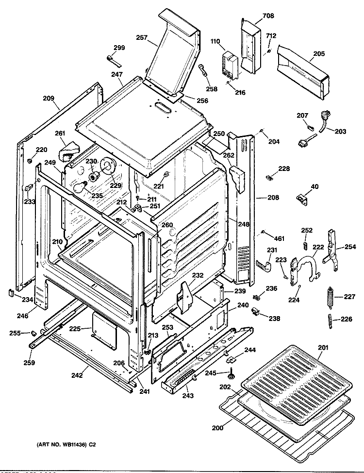 Section Diagram and Parts List for JGBC16GEP3  General Electric Range