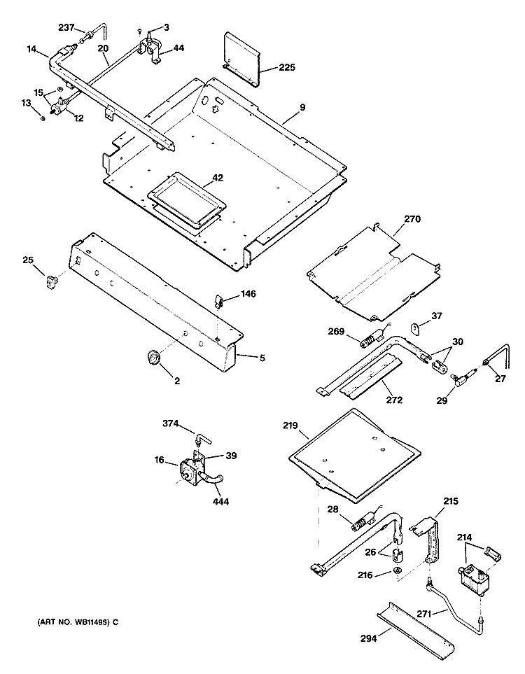 Section Diagram and Parts List for JGBP30AEP2  General Electric Range