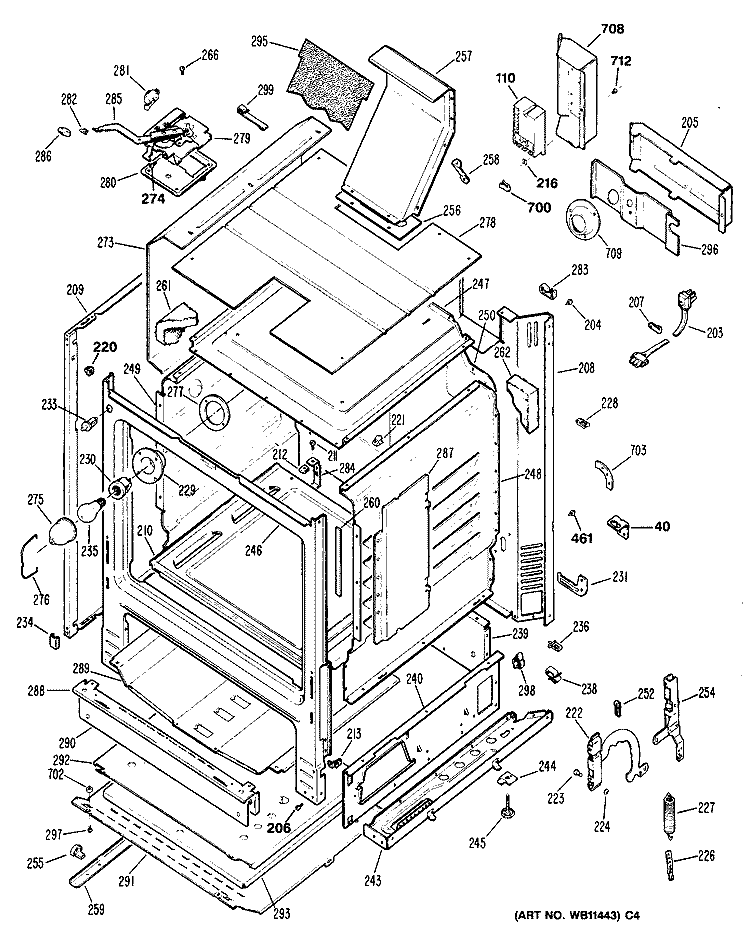 Section Diagram and Parts List for JGBP30WEP2  General Electric Range