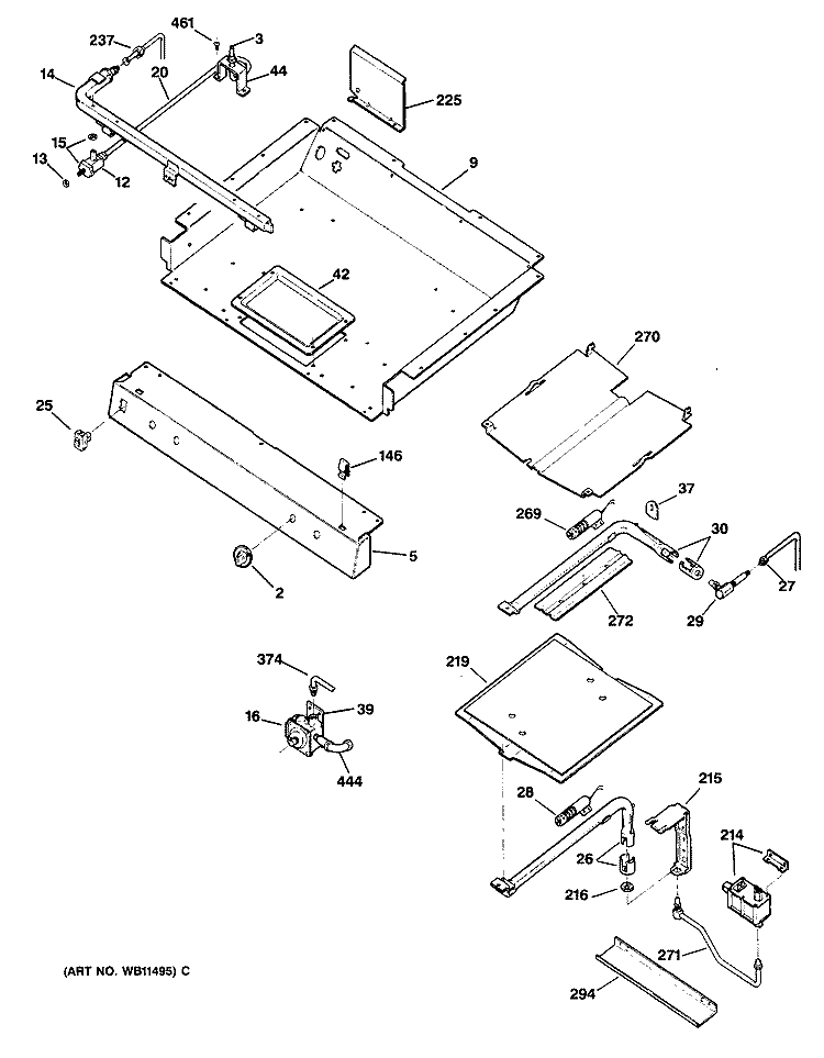 Section Diagram and Parts List for JGBP30WEP2  General Electric Range