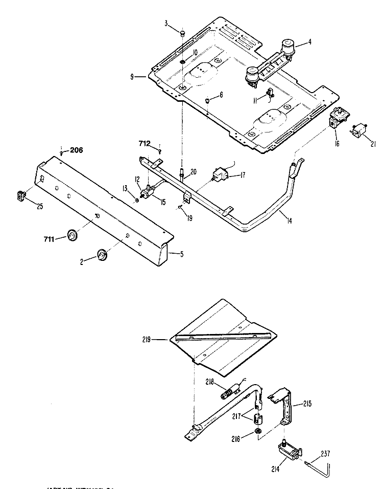 Section Diagram and Parts List for JGBC15GER2  General Electric Range