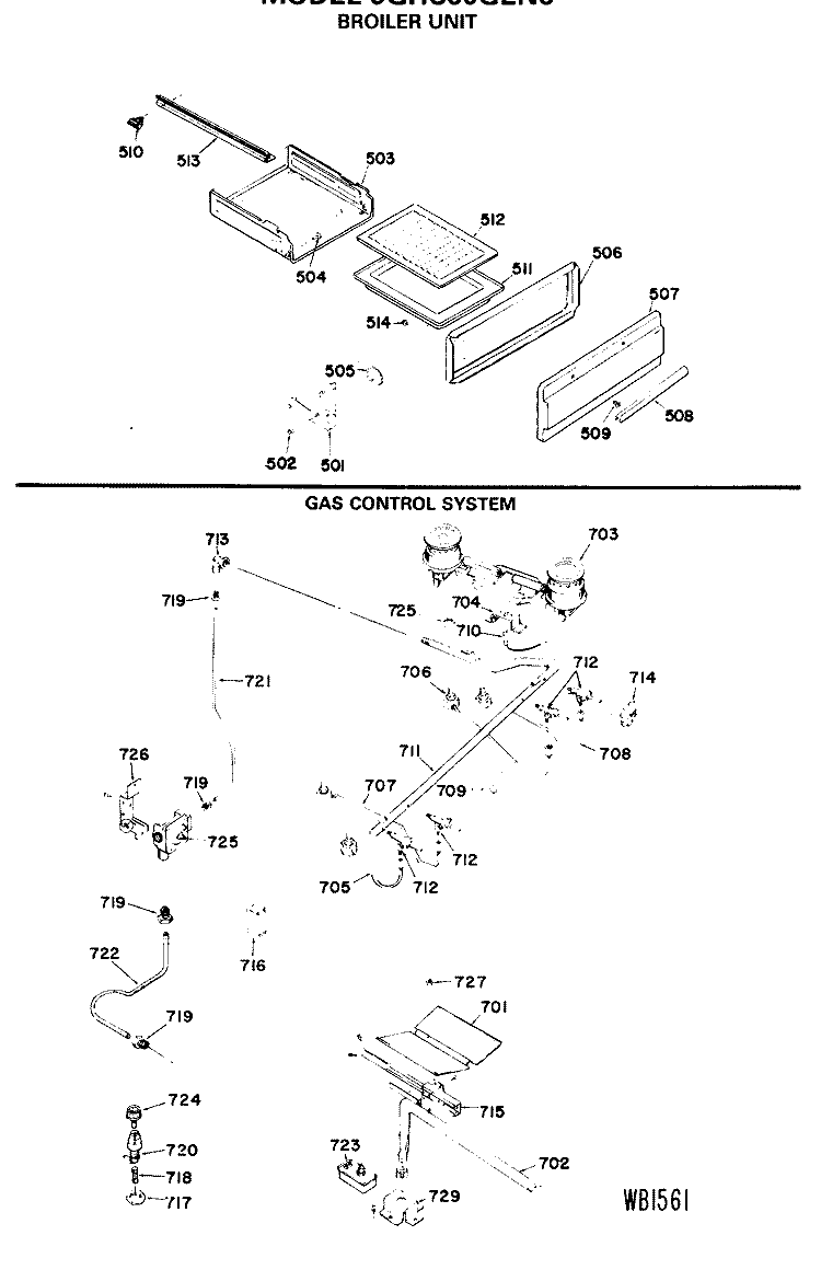 BROILER UNIT Diagram and Parts List for JGHC60GEN6  General Electric Range