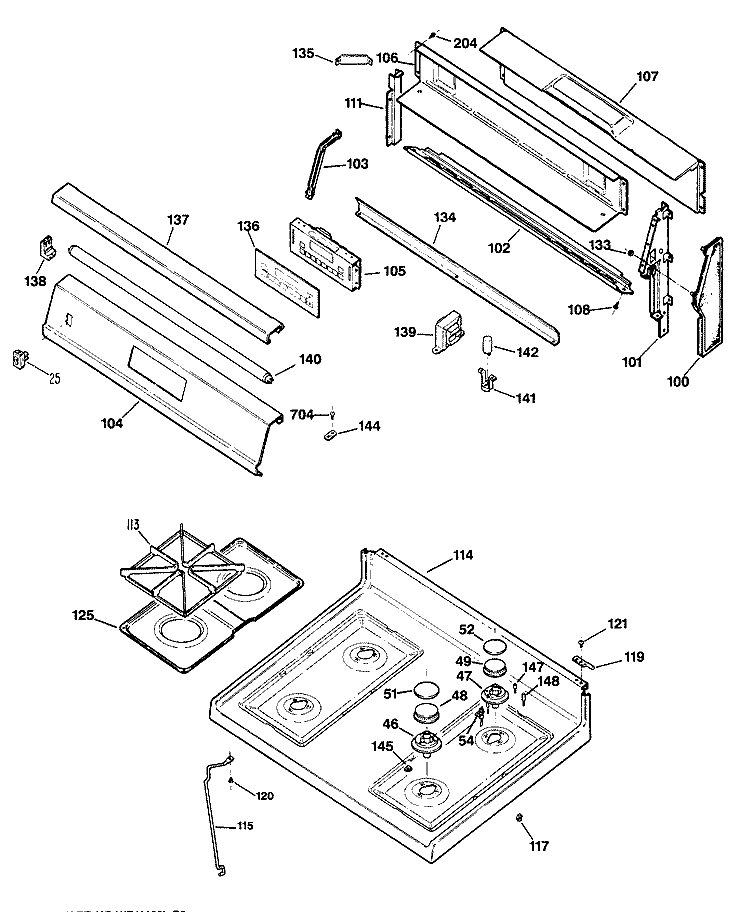 Section Diagram and Parts List for JGBP31GEP2  General Electric Range