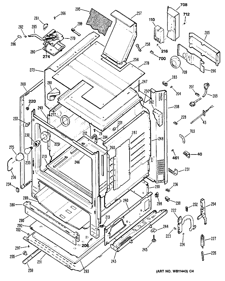 Section Diagram and Parts List for JGBP31GEP2  General Electric Range