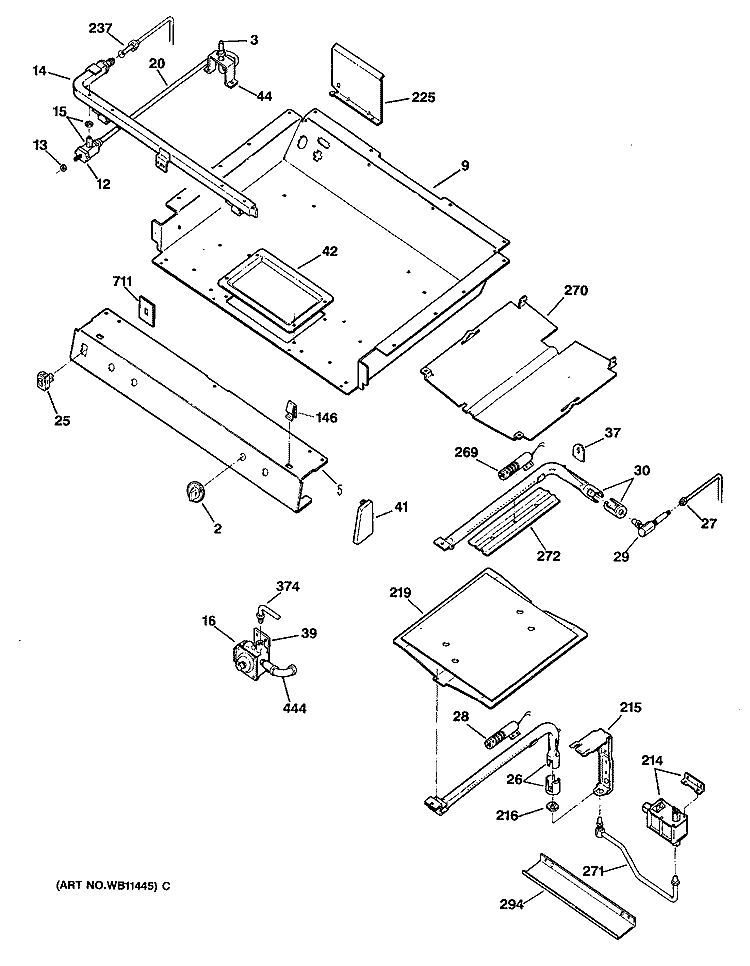 Section Diagram and Parts List for JGBP35GEP3  General Electric Range