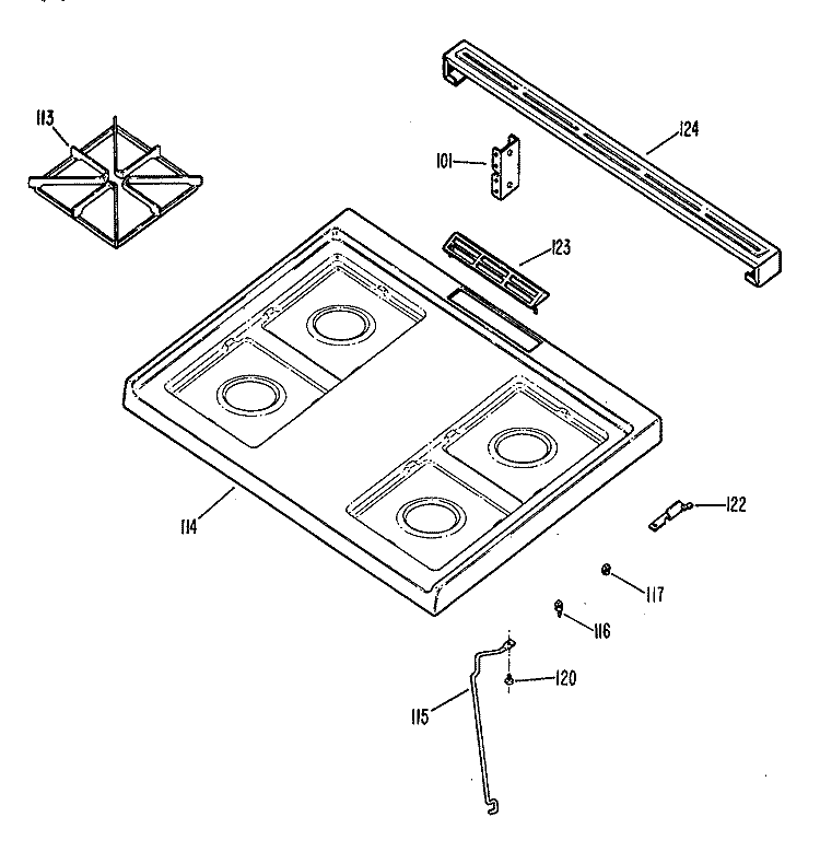 Section Diagram and Parts List for JGSS05GER2  General Electric Range