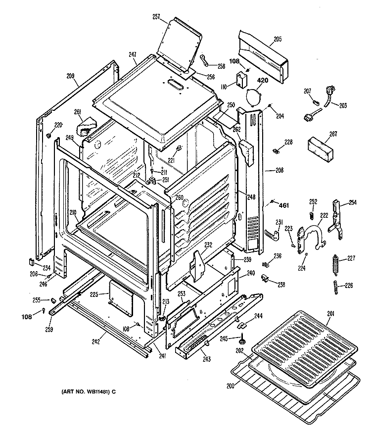 Section Diagram and Parts List for JGSS05GER2  General Electric Range