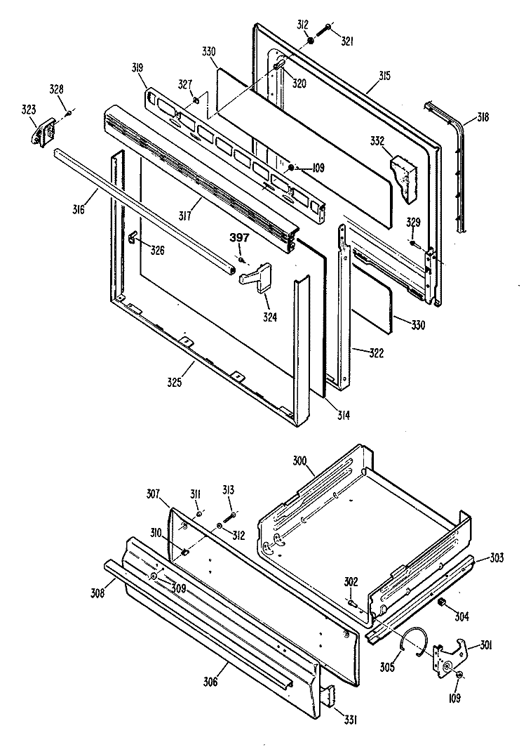 Section Diagram and Parts List for JGSS05GER2  General Electric Range