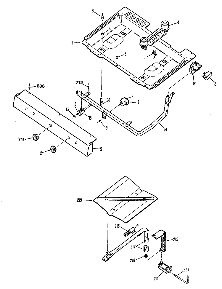 Section Diagram and Parts List for JGSS05GER2  General Electric Range