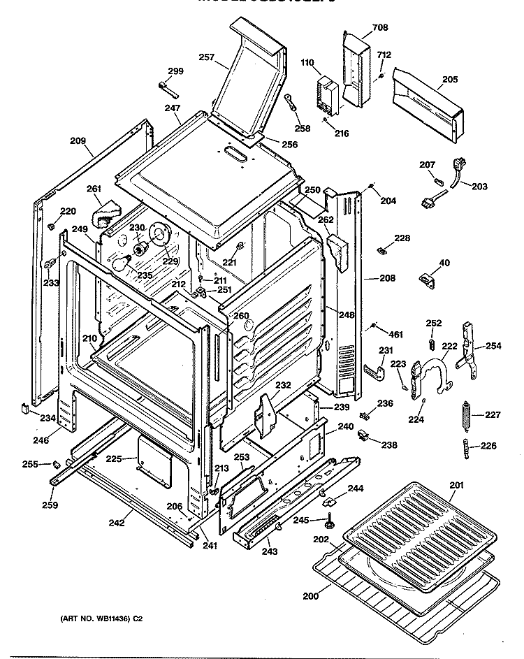 Section Diagram and Parts List for JGBS16GEP3  General Electric Range