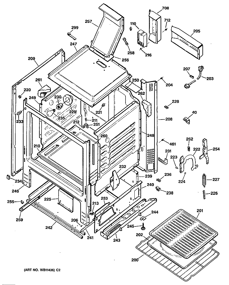 Section Diagram and Parts List for JGBS16GEP2  General Electric Range