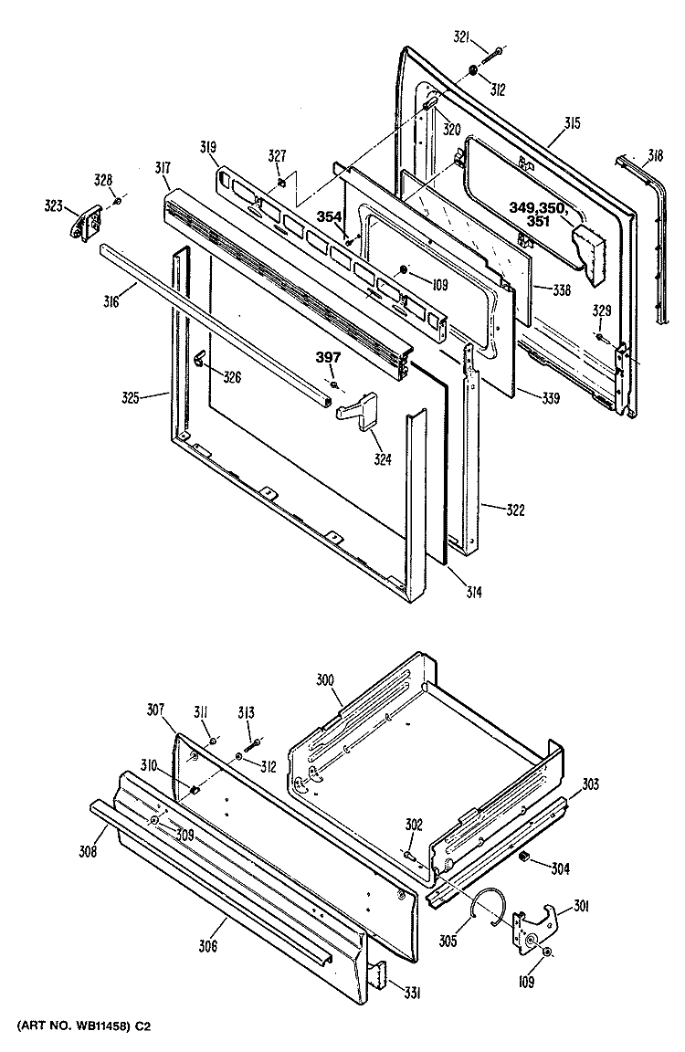 Section Diagram and Parts List for JGBS16GEP2  General Electric Range