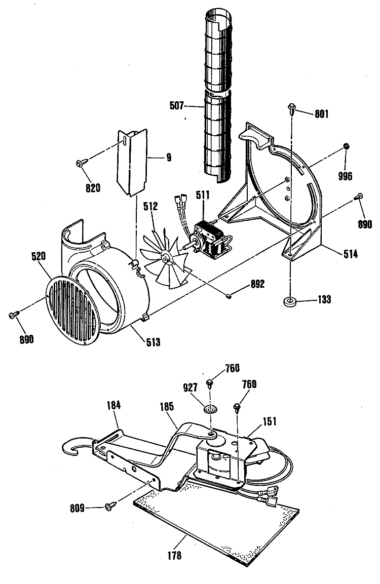 Section Diagram and Parts List for JSP31GP2WH  General Electric Range