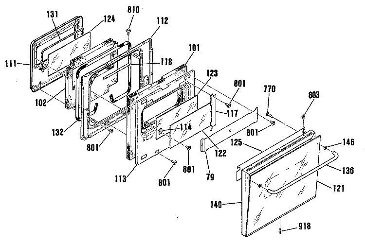 Section Diagram and Parts List for JRP24GP2BG  General Electric Wall Oven