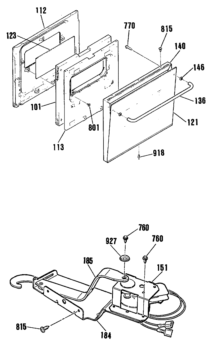 Section Diagram and Parts List for JRP24GP2BG  General Electric Wall Oven