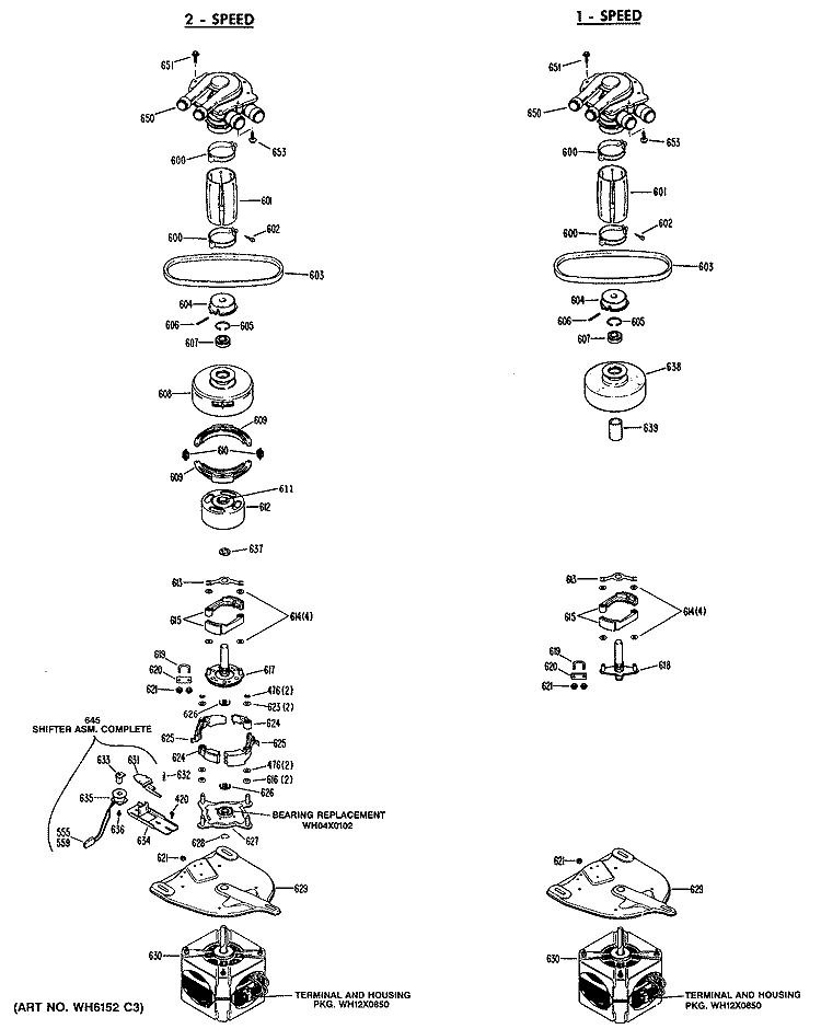 2 - SPEED Diagram and Parts List for WWA8657RBL  General Electric Washer