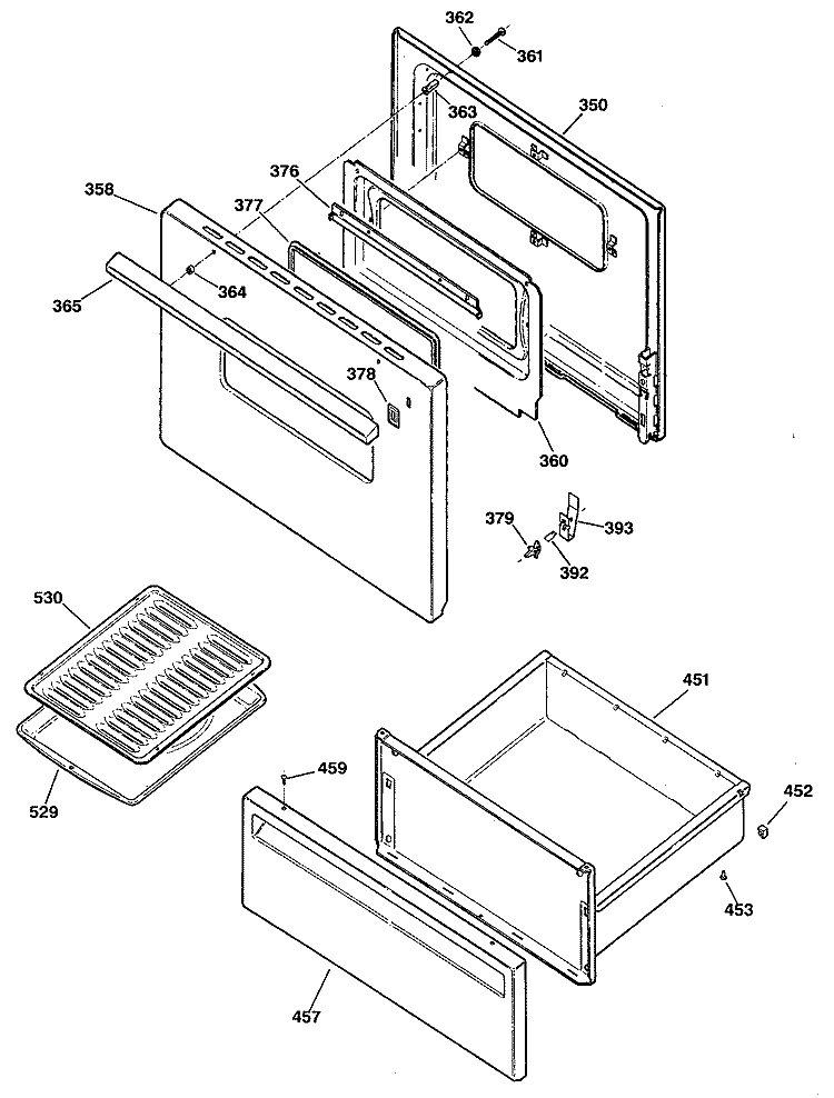 Section Diagram and Parts List for JBS26*R2  General Electric Range