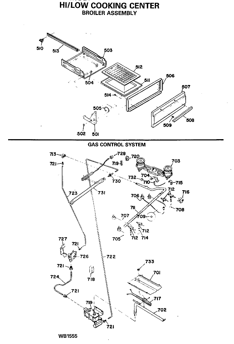 HI / LOW COOKING CENTER Diagram and Parts List for JGHC56GEJD  General Electric Range