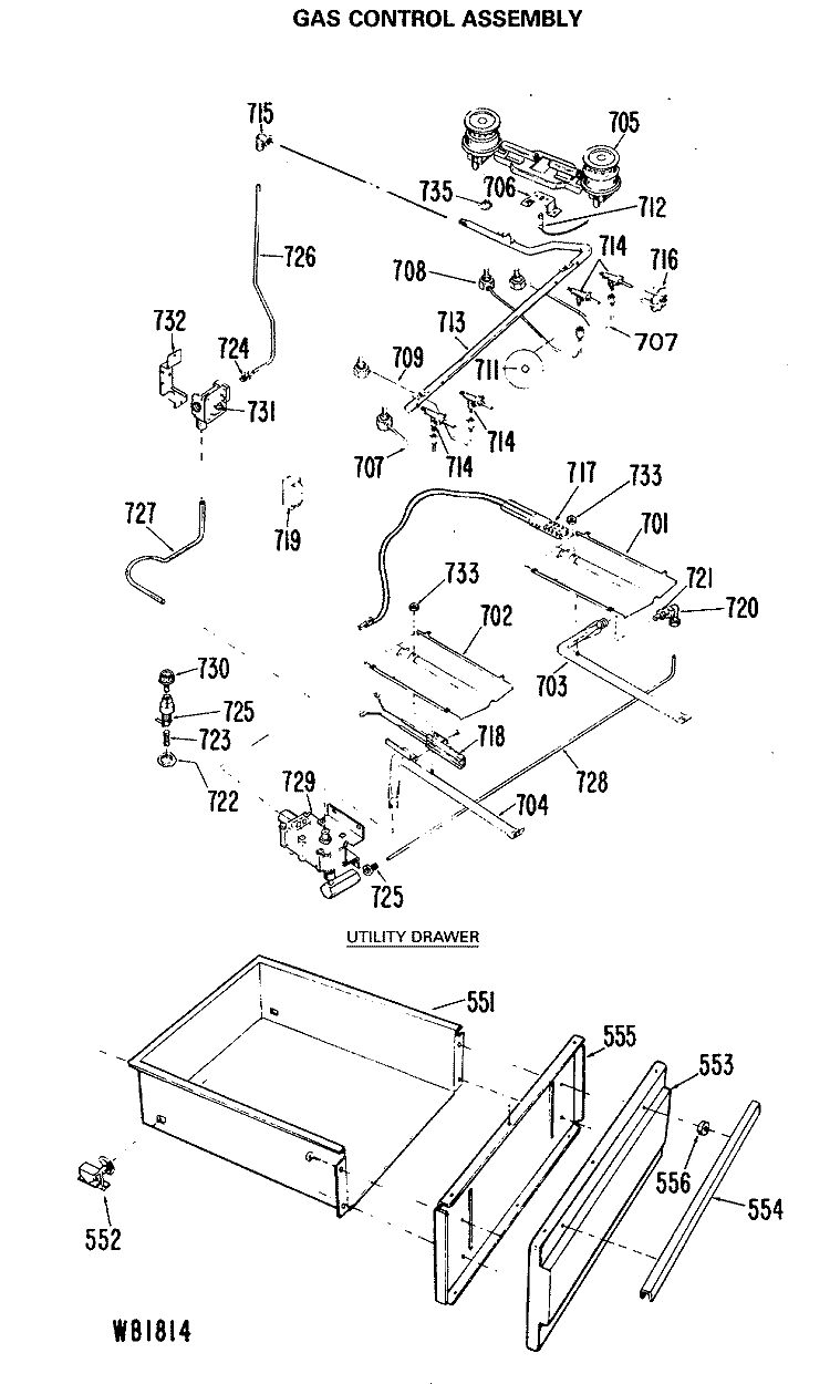 GAS CONTROL ASSEMBLY Diagram and Parts List for JGHP66GEN4  General Electric Range