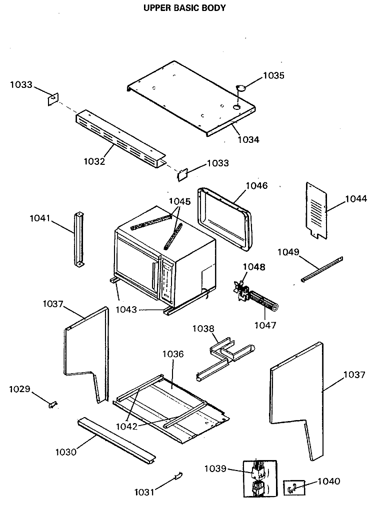 UPPER BASIC BODY Diagram and Parts List for JGHP66GEN4  General Electric Range