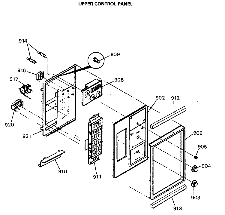 UPPER CONTROL PANEL Diagram and Parts List for JGHP66GEN4  General Electric Range