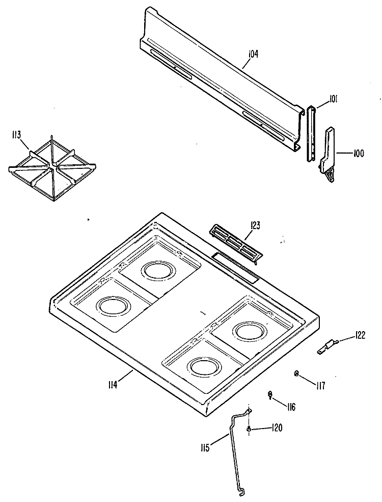 Section Diagram and Parts List for JGBS02PN3  General Electric Range
