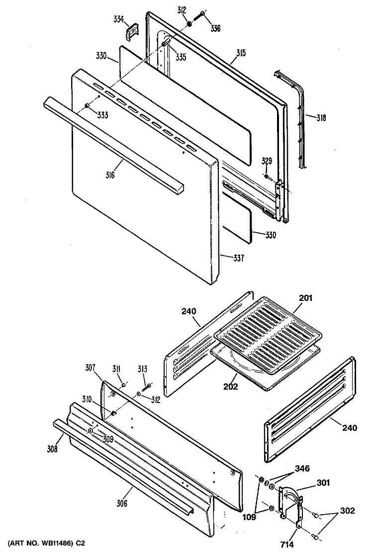 Section Diagram and Parts List for JGBS02PN3  General Electric Range