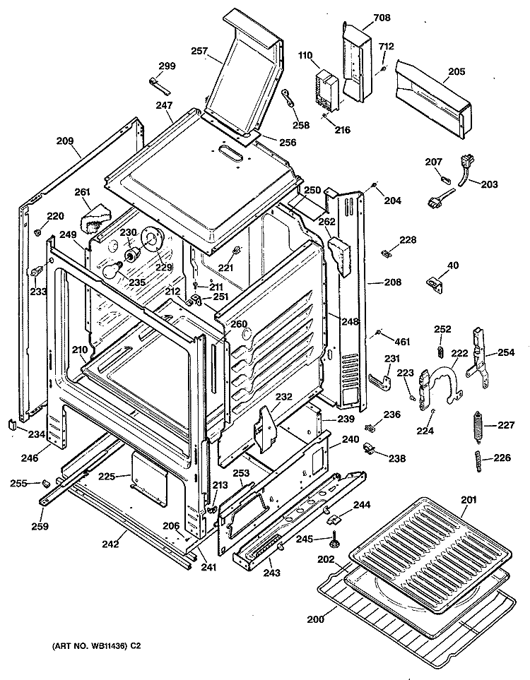 Section Diagram and Parts List for JGBS14GES1  General Electric Range