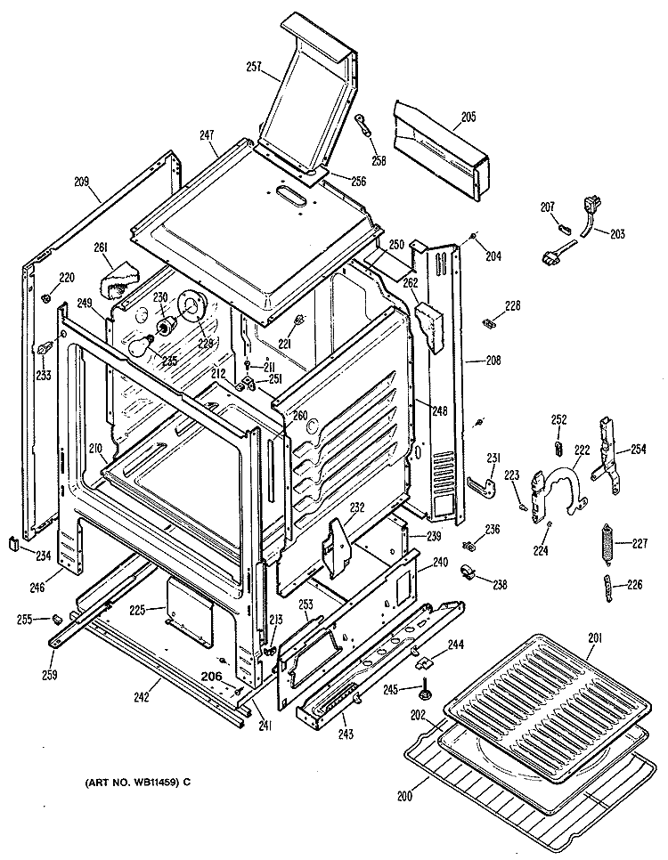 Section Diagram and Parts List for JGBC17GER2  General Electric Range