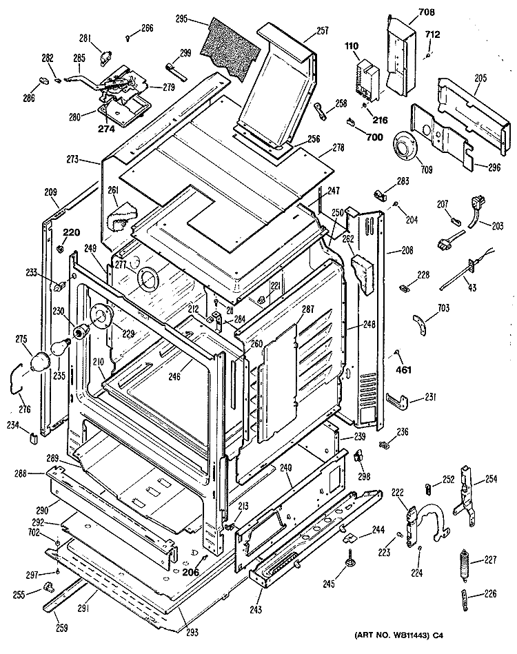 Section Diagram and Parts List for JGBP32GES1  General Electric Range