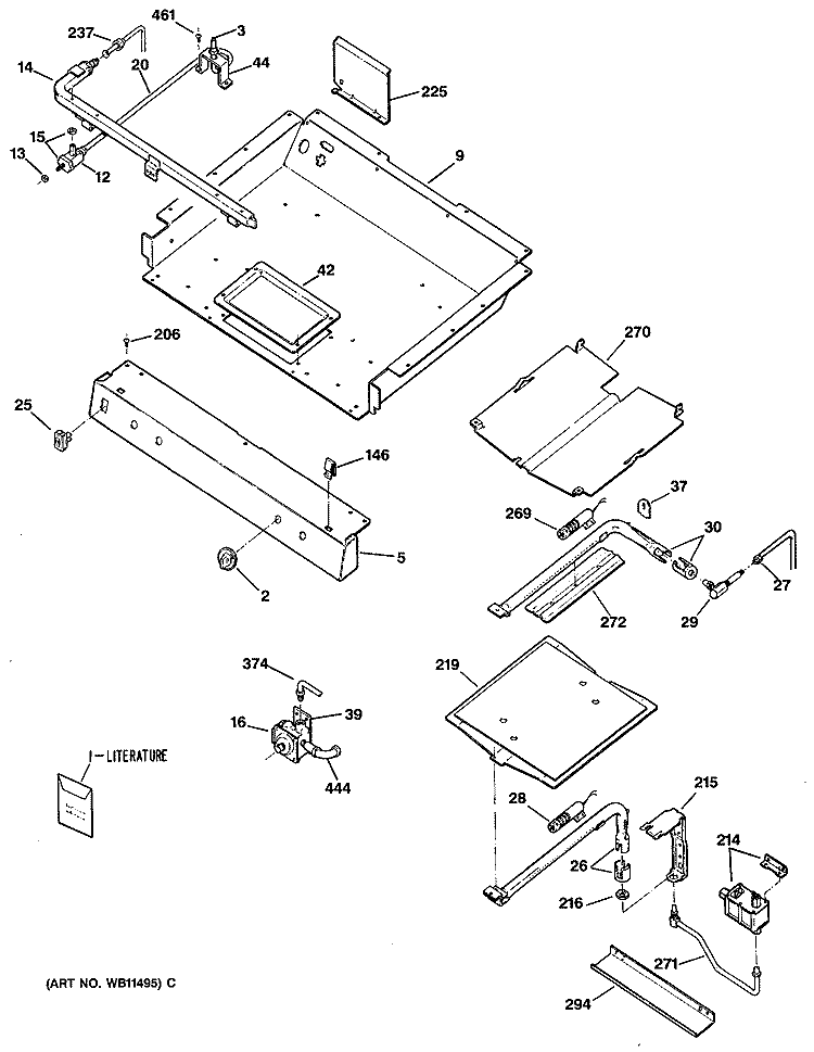 Section Diagram and Parts List for JGBP32GES1  General Electric Range