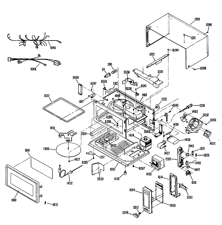 Section Diagram and Parts List for JEM4KWA01  General Electric Microwave