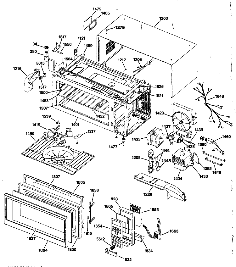 Section Diagram and Parts List for JEM33M02  General Electric Microwave