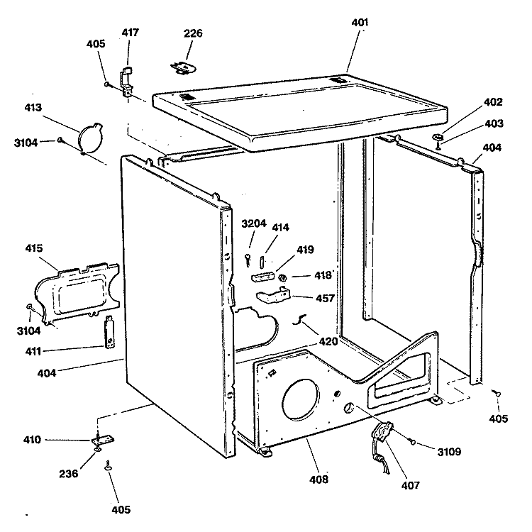 Section Diagram and Parts List for DDE8200RBM  General Electric Dryer