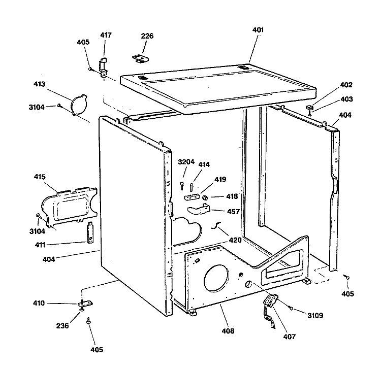 Section Diagram and Parts List for DDE8500RCM  General Electric Dryer